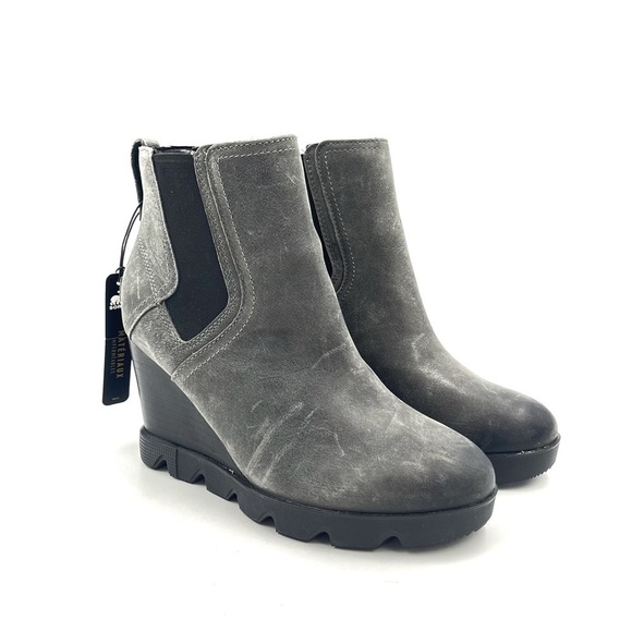 Sorel Gray Distressed Joan Of Arctic Wedge III Chelsea Boots Size 7 - Picture 2 of 11